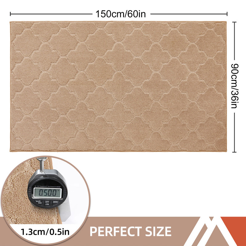 Non-Slip Geometric Doormat, Beige, 91.4cm W x 152.4cm L
