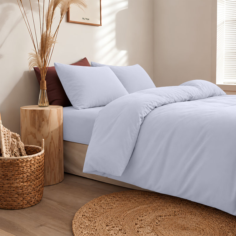 300TC Microfiber Duvet Cover Set – Reversible Luxury 3-Piece, Single Duvet Cover + 1 Standard Pillowcase, White
