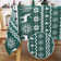 Waterproof Christmas Tablecloth – Durable mark Resistant Table Cover – Reindeer & Snowflake Print, Green, Easy Care – Ideal for Holiday Dining & Parties – 52"x52" Square – Green background (Germany)