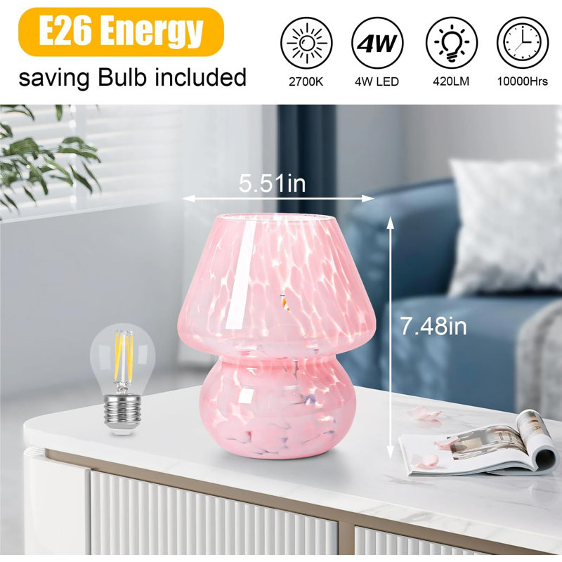 Lampe de bureau translucide en verre rose