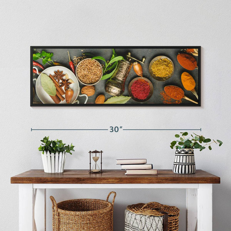 Fines herbes et épices, Cadre flottant noir, 31 po x 11 po