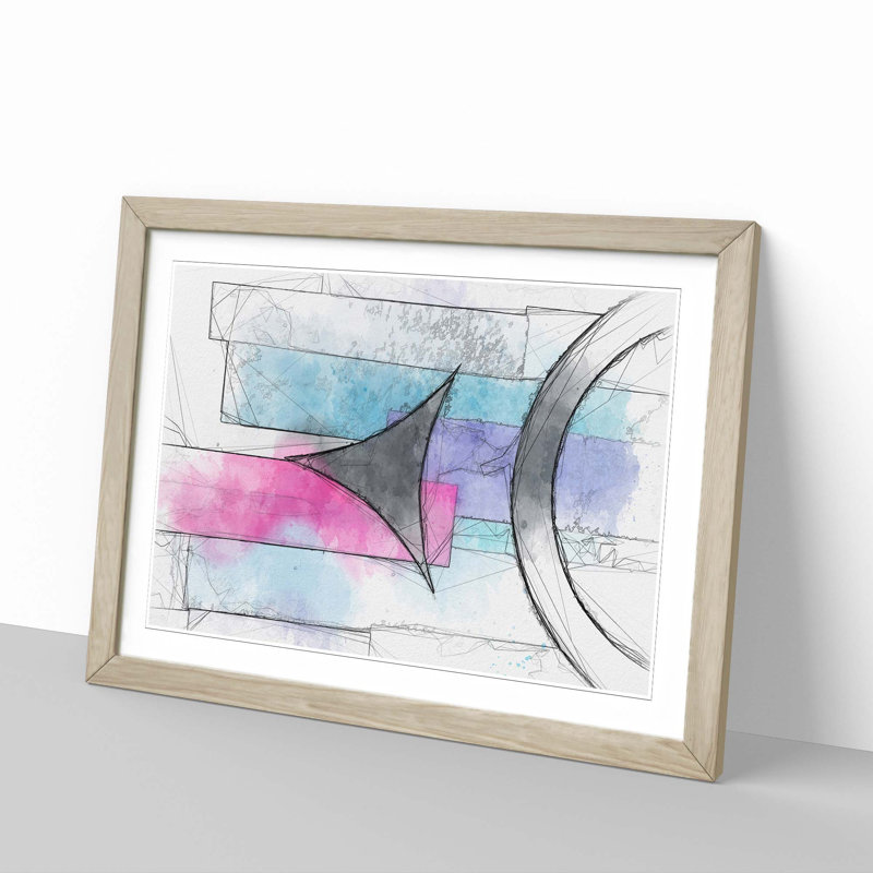 Pointing to the End in Abstract - Picture Frame Painting Print, 60cm H x 91cm W x 2cm D, Oak