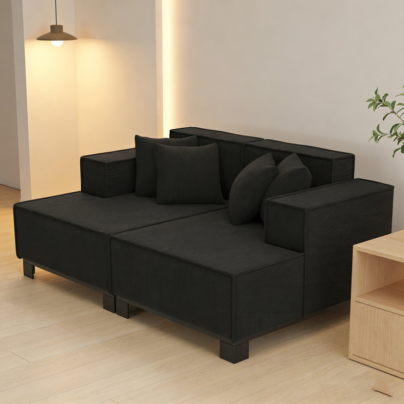 Chaise longue rembourrée avec 4 coussins, Noir