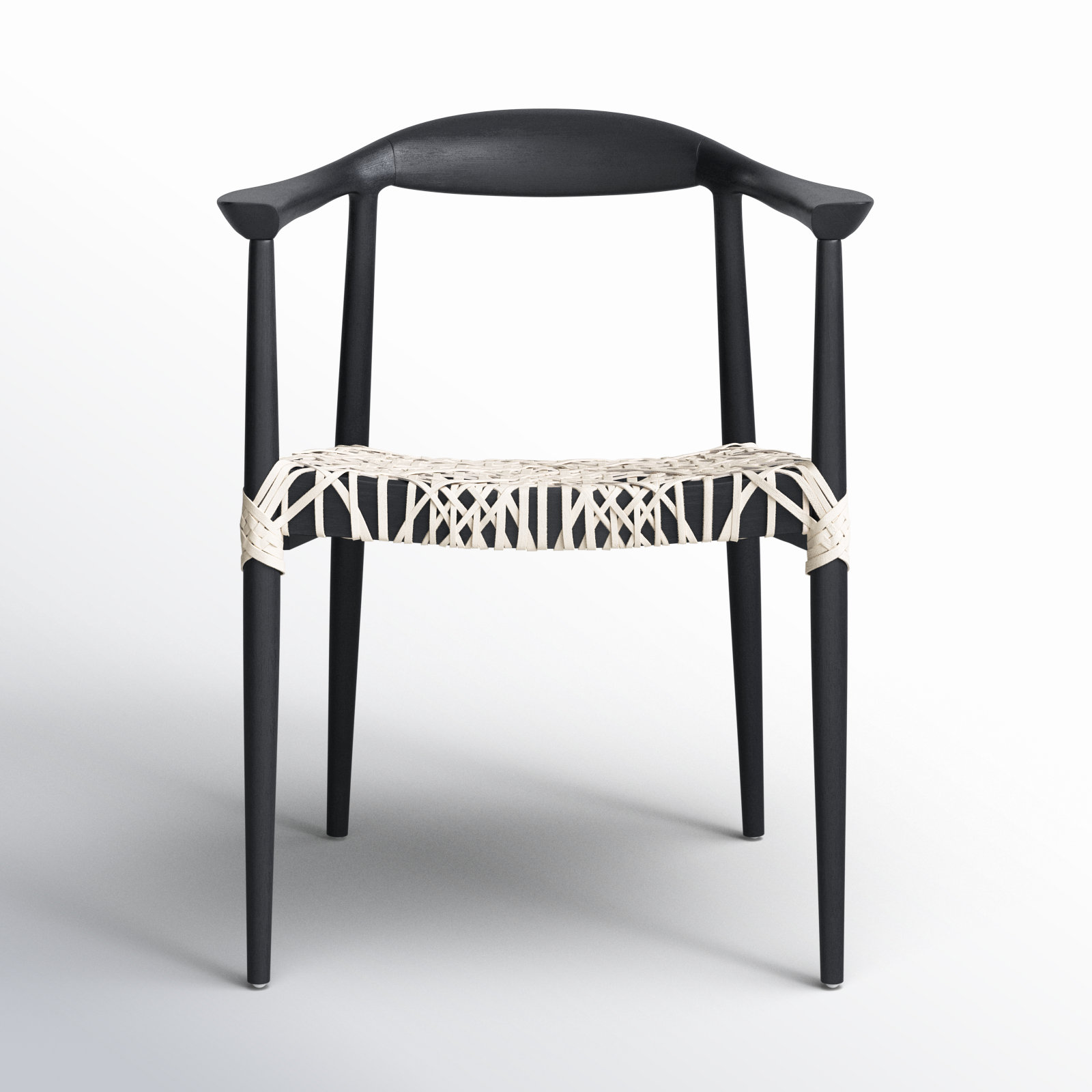 Kazbah Genuine Leather Dining Armchair, Black/White