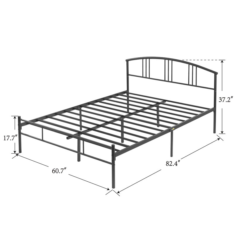 Breeona 37.2" Steel Bed Frame, Matte Black