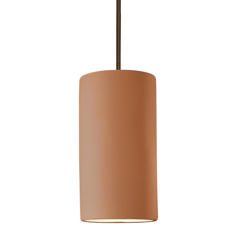 Luminaire suspendu cylindrique - tige rigide, Bronze foncé, H 61 po x l 7 po x P 7 po, Brun