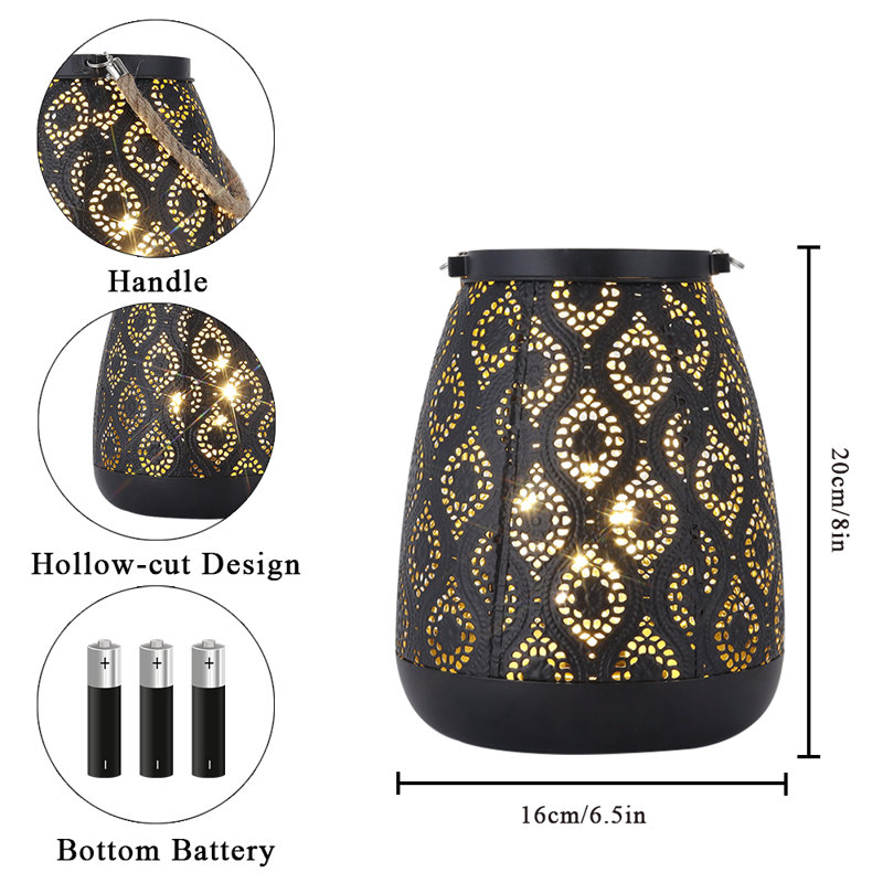  Lampe 8 po en métal de style marocain avec poignée