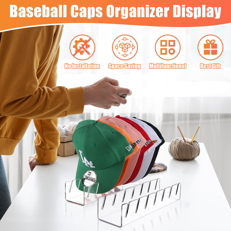 Porte-chapeaux pour casquettes de baseball, ensemble de 2 chapeaux en acrylique sans installation