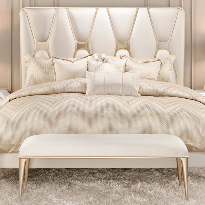 Infinity Duvet Set - Gold, King Duvet + 5 Shams + 4 Throw Pillows