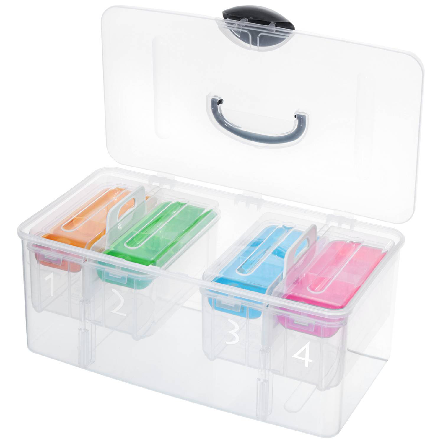 First Aid Craft 2-Tier Trays Supply Storage Box Plastic Craft Case Rebrilliant Color: Clear/Blue