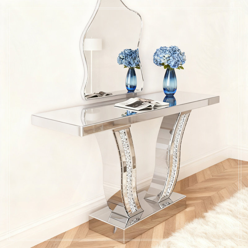 43 Inch Mirrored Console Table