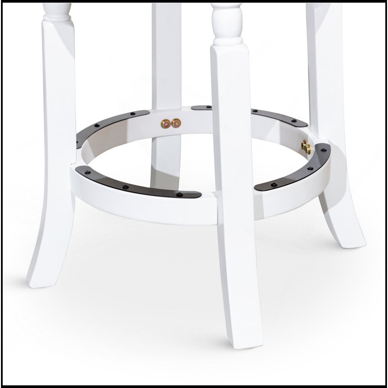Tabouret 30 ", siège en cuir vieilli, Blanc, Noir