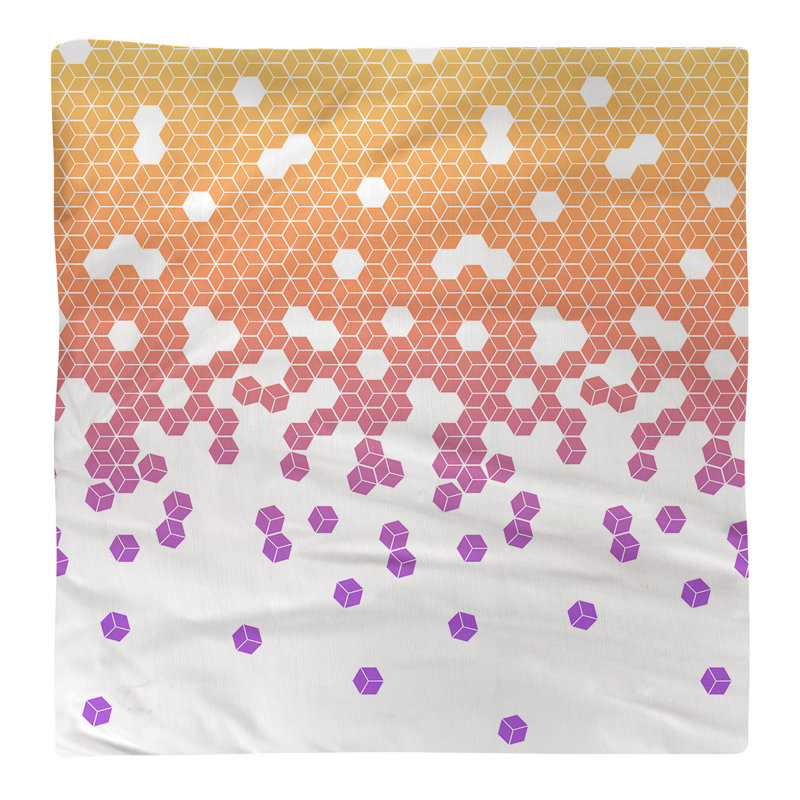 Serviette en coton à motif cube culbuté, Dégradé coucher de soleil, H 0,1 po x l 10 po x P 10 po, Sergé de polyester