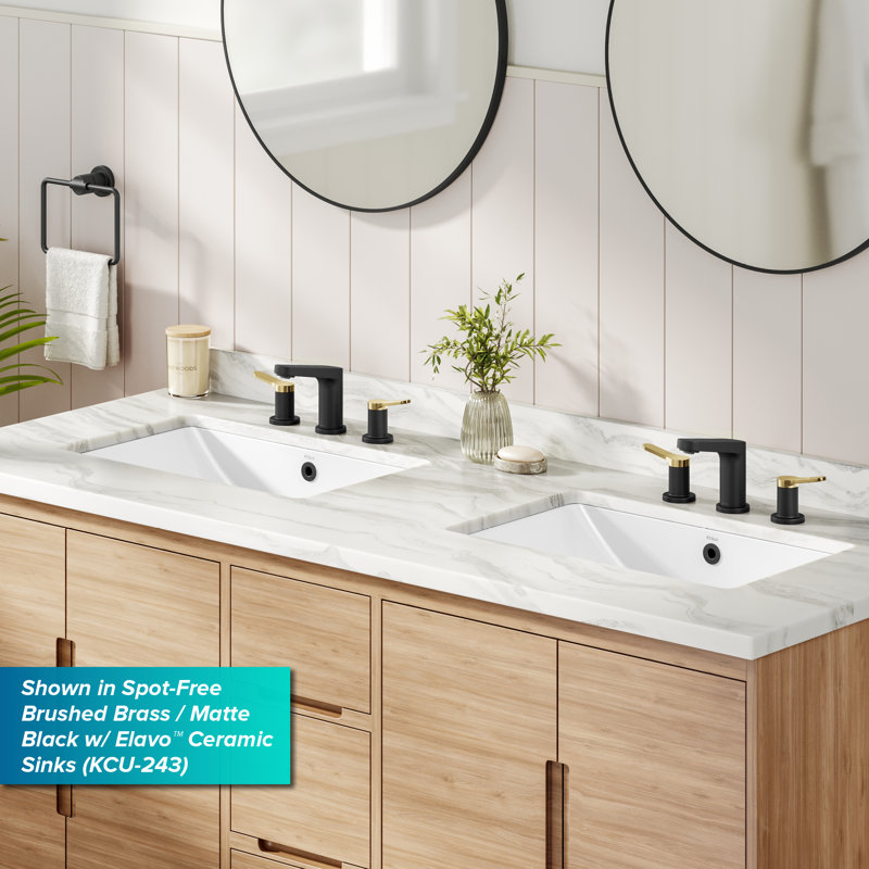 KRAUS Indy Widespread Bathroom Faucet In Spot-Free With 2 Handles, Pop Up Drain And Supply Lines, Chrome