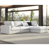 Wynnie Modular Sectional Sofa, 114inch Down Filled Sofa, 4 Seats L Shaped Couch With Chaise, Ottoman