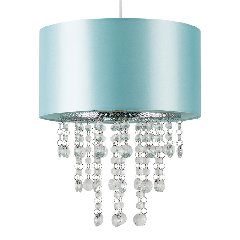 Jesmond 18cm H Fabric Drum Pendant Shade ( Screw On ), No Bulb, Duck Egg Blue