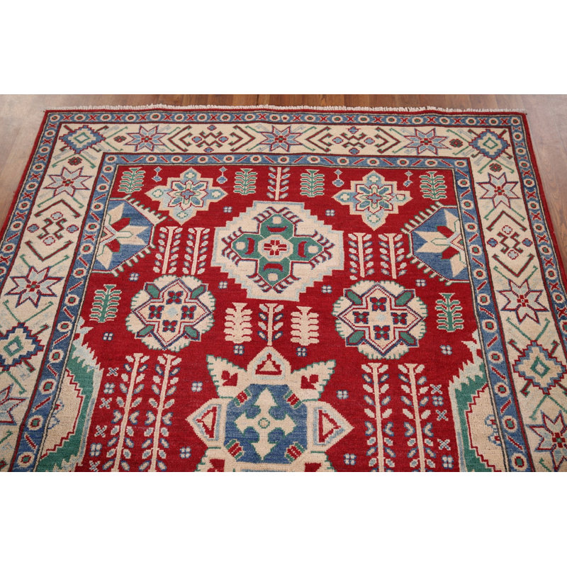 Tapis oriental fait à la main Kazak rouge 5 x 7