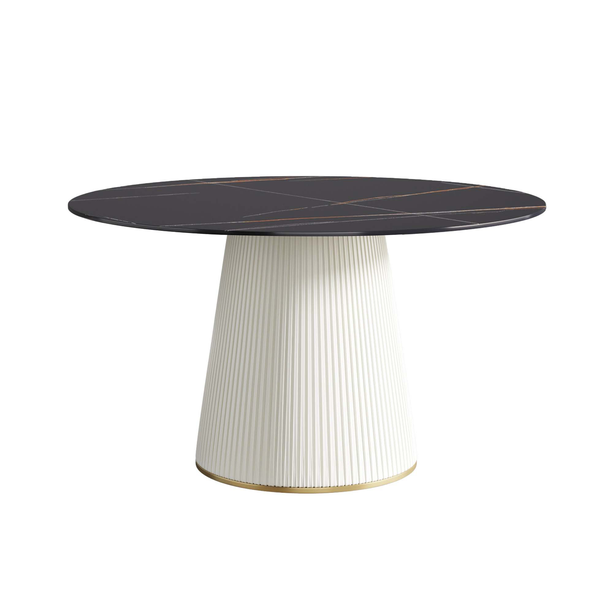 Orren Ellis Modern Artificial Stone Round Dining Table with Plywood Pu ...
