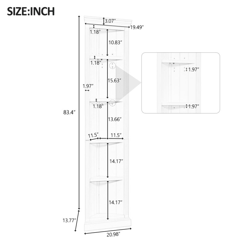 83.4"Tall Two Bookshelf With Two Corner Shelf