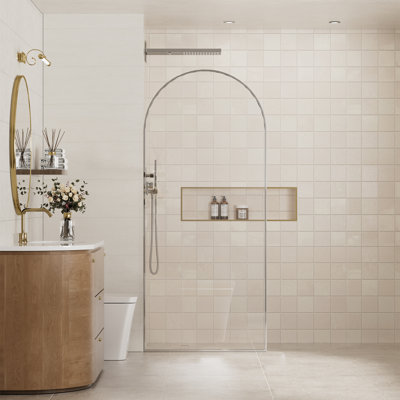 34"W x 78"H Fixed Framed Shower Panel Shower Screen with 3/8" Clear Easy-to-Clean Tempered Glass Door