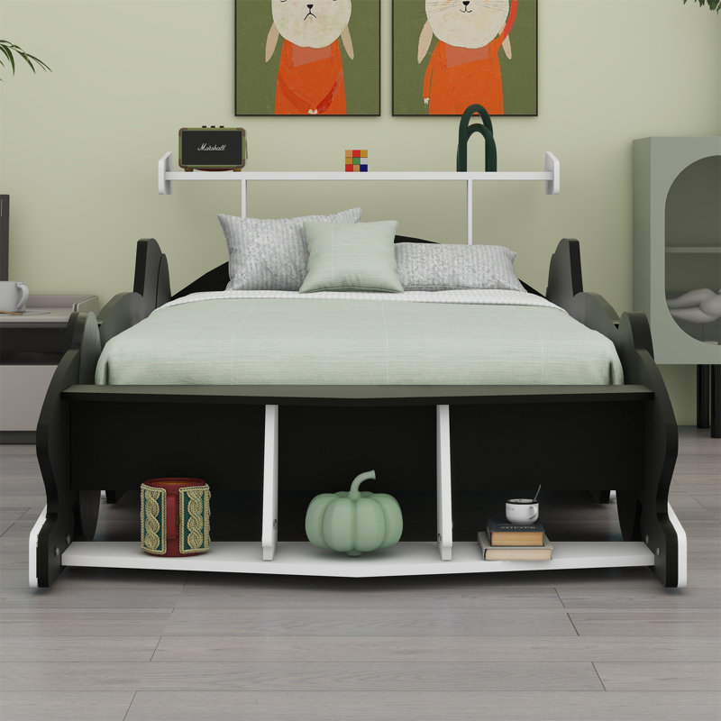 Lit plateforme avec roulettes Race, Noir, noir, noir, noir