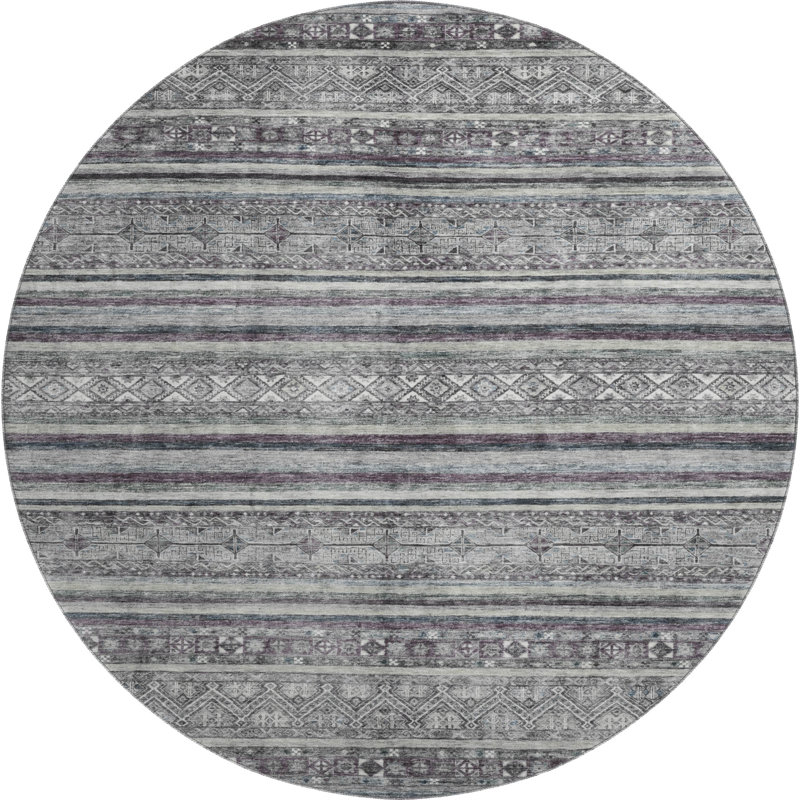 Premium Machine Washable Lampkins AMF1644 Stripes Rug, Round 8'