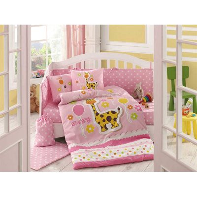Ensemble de housse de couette 100% coton rose / jaune / blanc Estellar