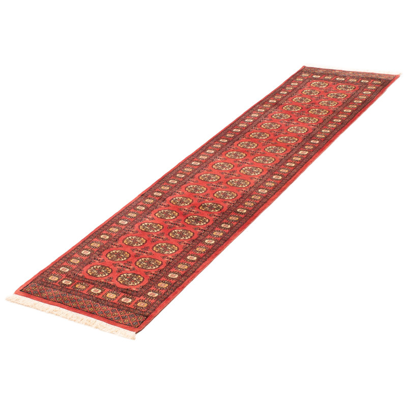Tapis unique en laine noué à la main Bokhara Peshawar corail foncé 2 pi 6 po x 9 pi 11 po