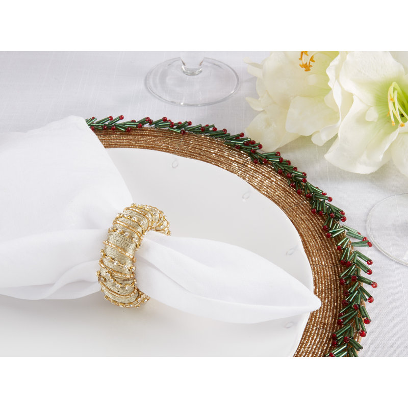 Rond de serviette à perles Classic Charm (ensemble de 4), Or