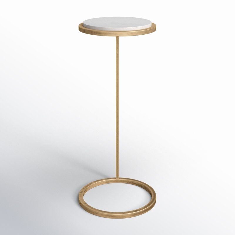 Cinna Marble End Table, White Top/Gold Base