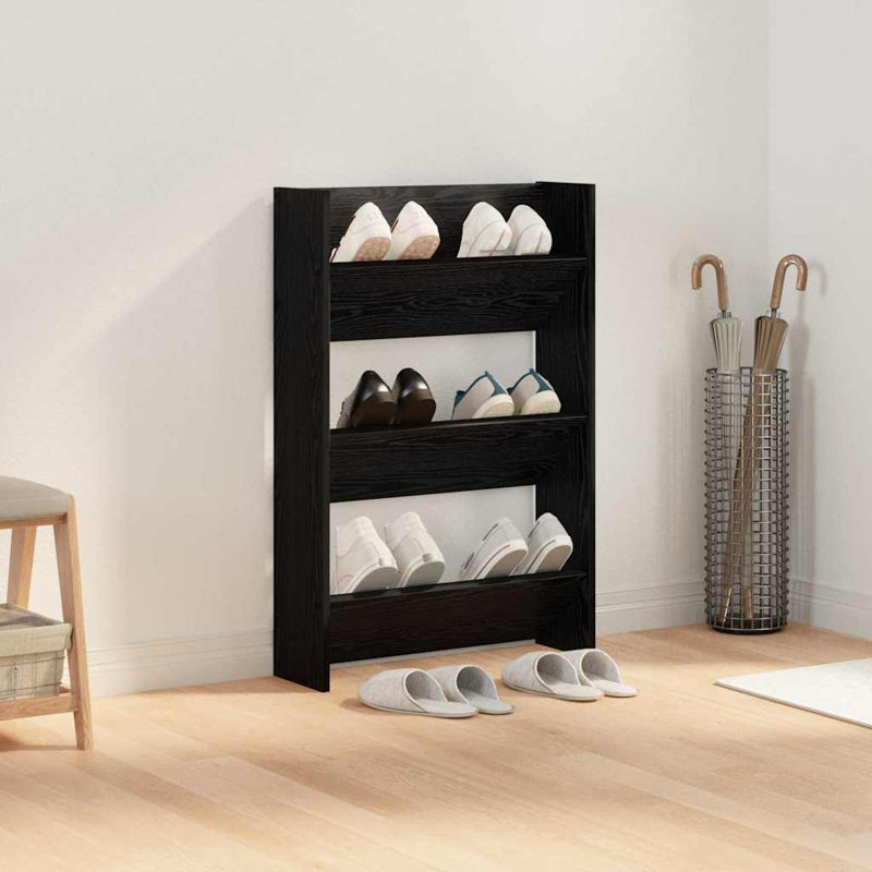 Wall Shoe Cabinet With Shelf Other Engineered Wood, Black Oak