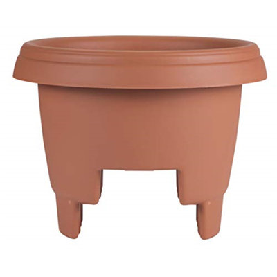 Classic Deck Rail Traditional Plastic Indoor/Outdoor Round Planter