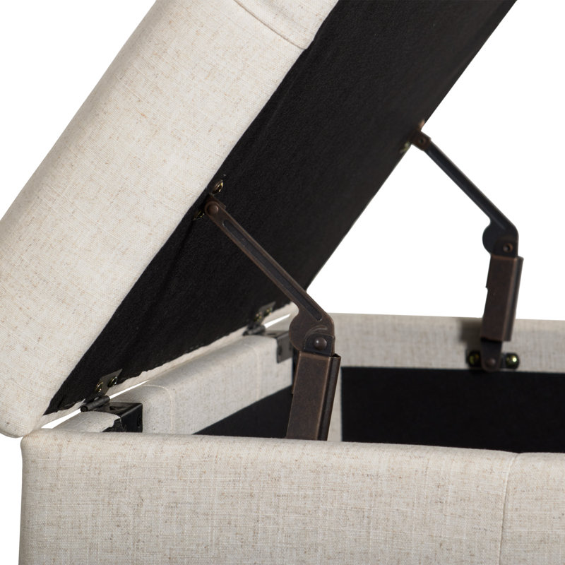 Betiel Upholstered Ottoman, Beige Polyester