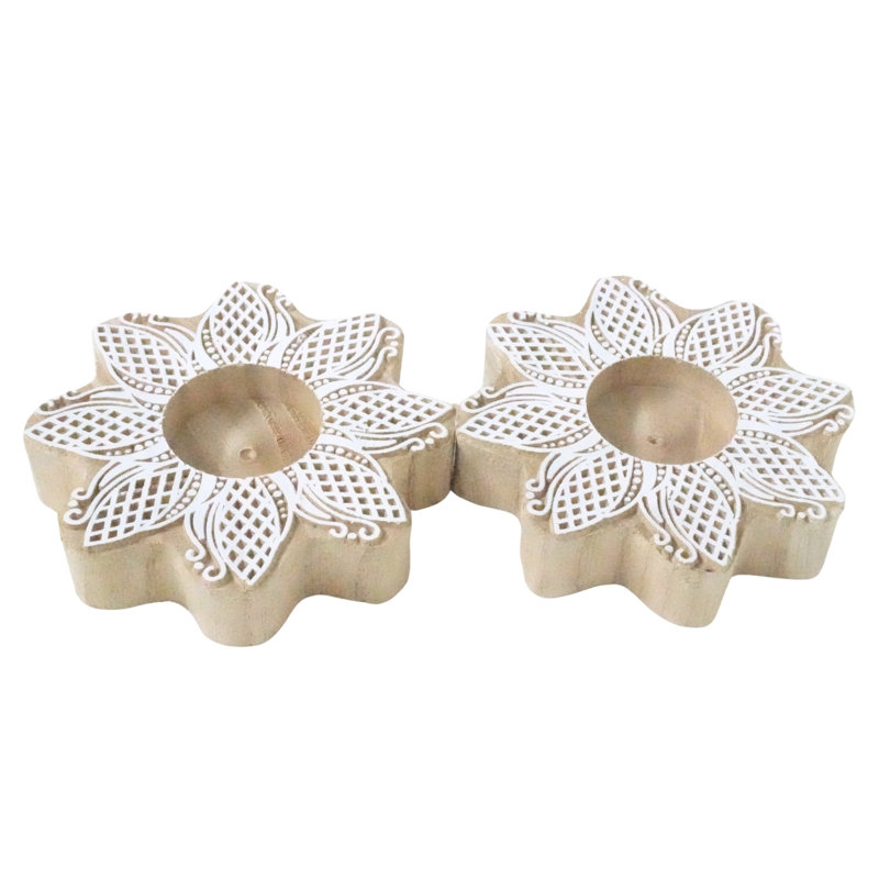  Vintage Style Wooden Candle Holder Handcrafted Block Design with Smooth Wood Stain-(Pack Of 10), 10