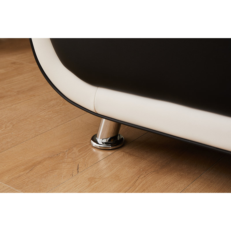 Chaise de salon Ehan, Similicuir blanc / noir