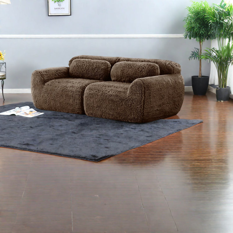 Canapé modulaire ergonomique, tissu moelleux doux, chocolat, prêt pour le salon