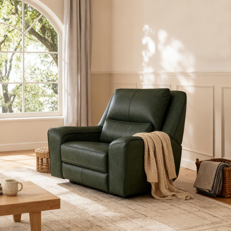 Fauteuil inclinable électrique en cuir fleur avec zéro gravité, appui-tête réglable et soutien lombaire