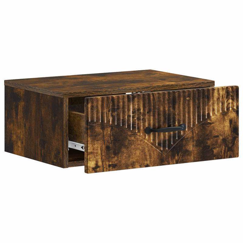 49cm W Manufactured Wood Bedside Table, Smoked Oak