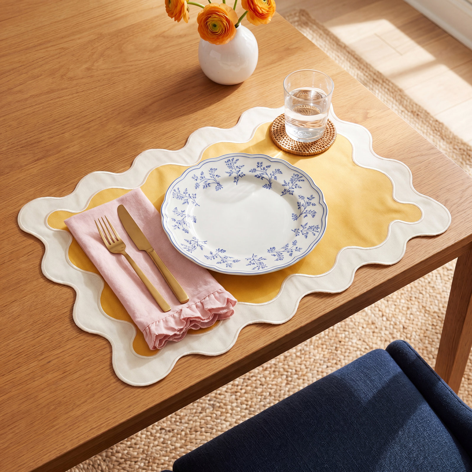 Reversible Square Placemat, Mimosa