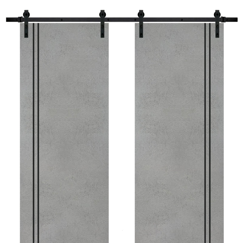 Porte de grange en bois massif massif, Béton, 48 po x 96 po