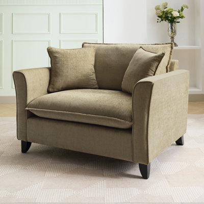 Fauteuil surdimensionné de 46,3 po, tissu chenille, fauteuil confortable et demi-canapé simple avec coussin pour le salon, bureau, vert