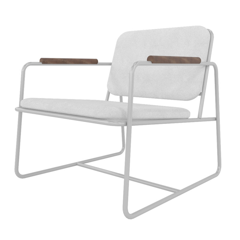 Whythe Modern Upholstered Steel Accent Chair in White, White, White