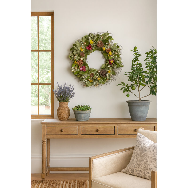 Handcrafted Dried Mixed Assortment Wreath, 22" H x 22" W x 5" D