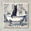 «Black Cat On Bathaign» par Rey Klimt, art mural en verre acrylique-294787361