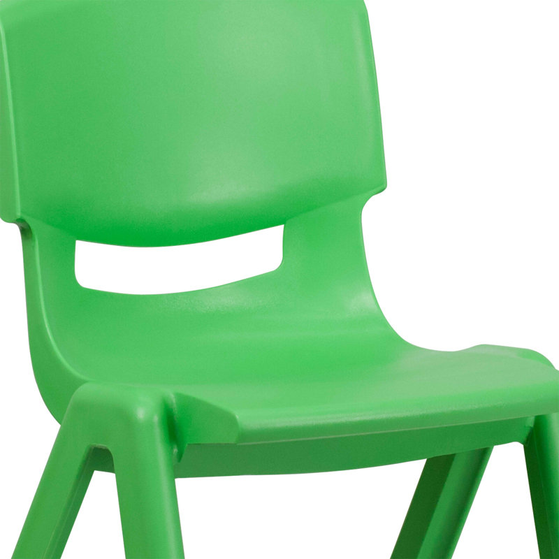 Chaise d'école empilable en plastique avec siège de 15,5 po Angelos, Vert