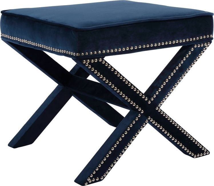 Stylish Pouffe, Dark Blue, 15.7 x 23.6 inches | Durable 100% MDF Frame & Soft Babyface Fabric | Versatile Seating & Footrest for Living Room & Bedroom | Modern Design for Chic Home Decor
