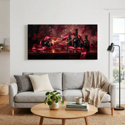 "Red Ribbon Canvas", ensemble de 1 reproduction d'art sur toile