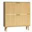 16 Pairs Shoe Cabinet with 2 Flip Drawers, Freestanding Fluted Entryway Shoe Storage-1066223277