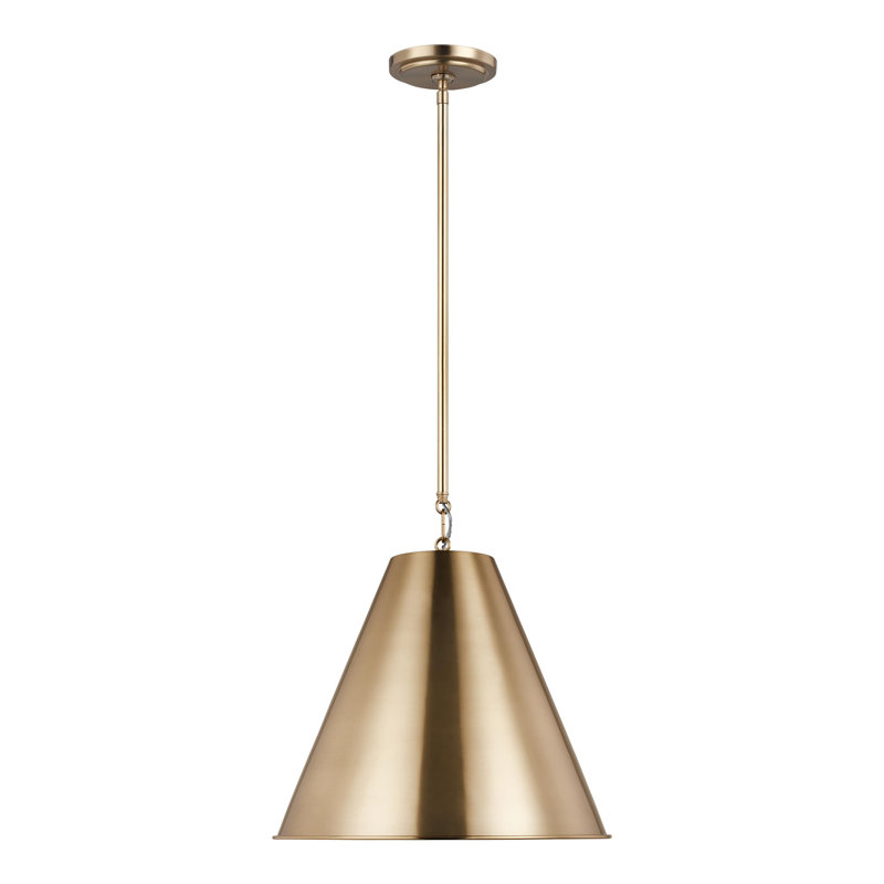 Luminaire suspendu conique à 1 lumière Camariae, Laiton satiné, Laiton satiné