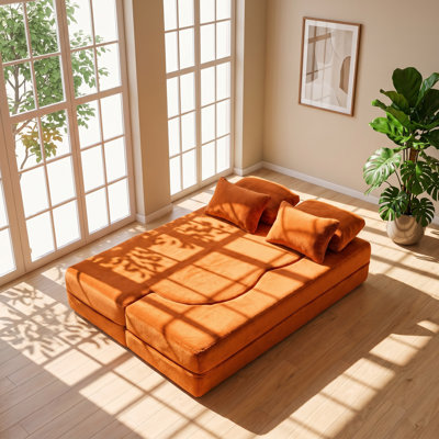 Aurelle 56" W x 80" D x 15" H 4-Pillow High Density Foam Floor Sofa